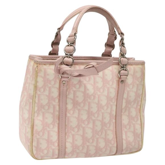 DIOR Trotter Canvas Romantic Hand Bag Pink Silver - Picture 1 of 16